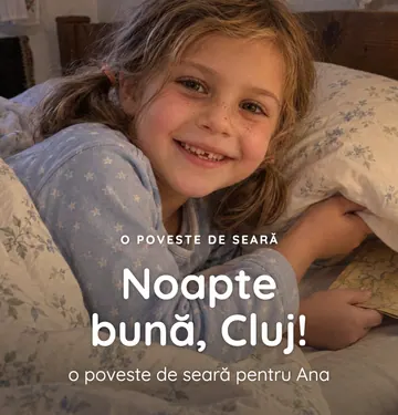 Coperta cărții „Noapte bună, Cluj!”: Ana în pat, punând harta sub pernă (fotografie demonstrativă generată cu AI)