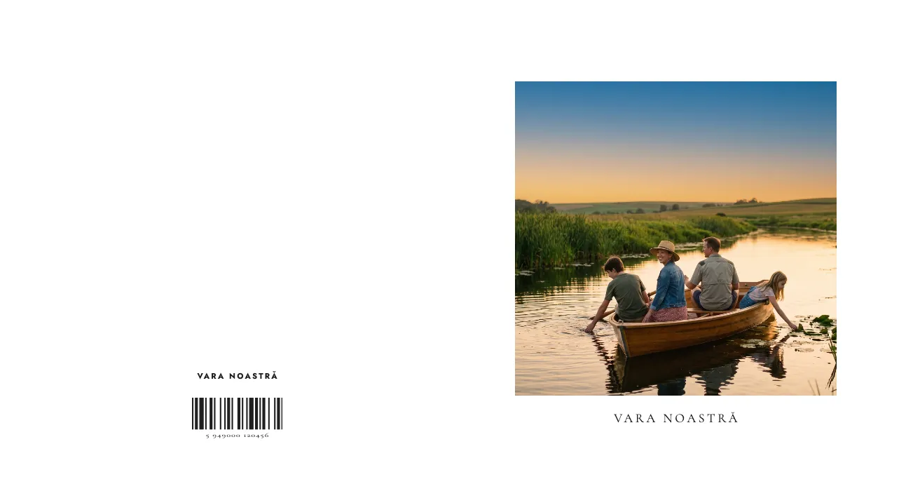 Coperta desfășurată în tema Album alb: spate, cotor și față