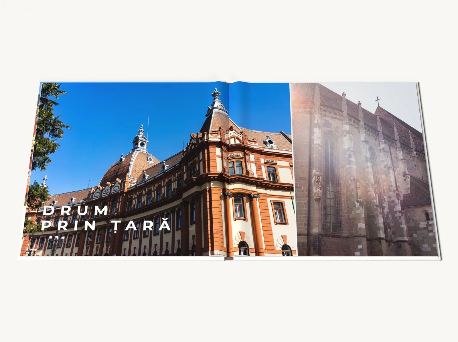 Albumul demo deschis la o pagină dublă în tema Explorare, în perspectivă