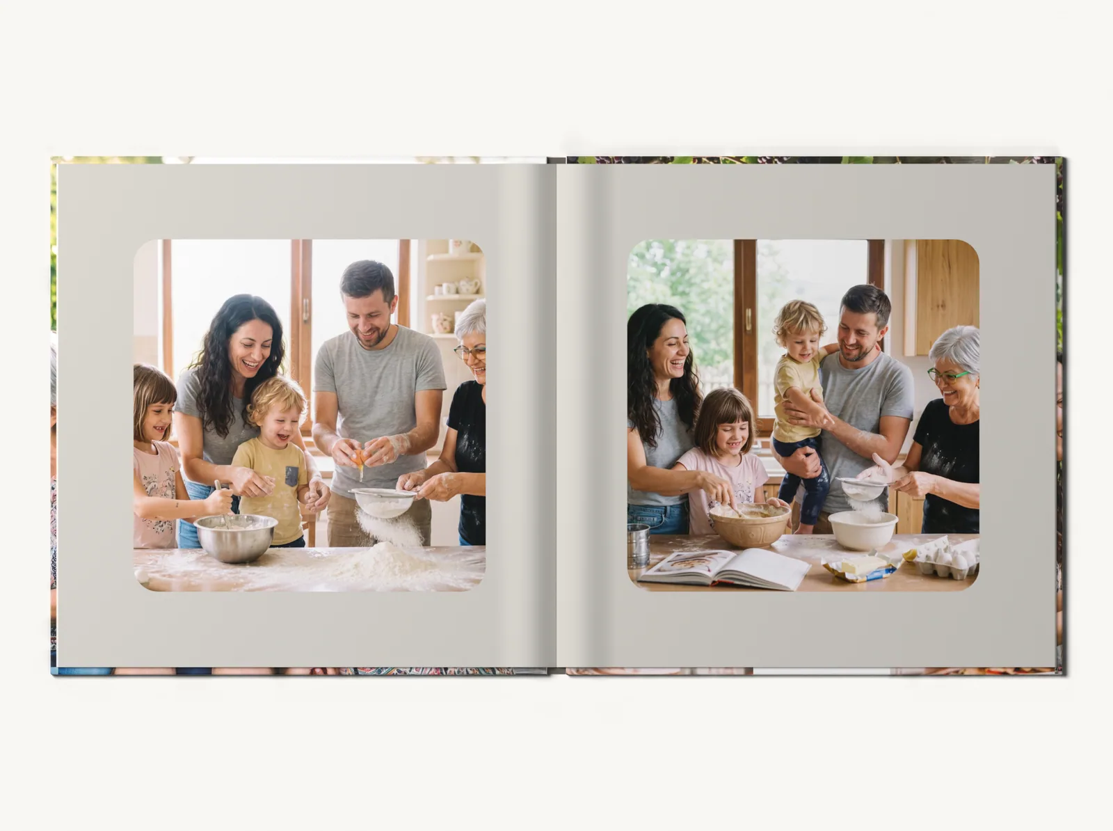 Albumul demo deschis, văzut de sus, în tema Familie elegantă