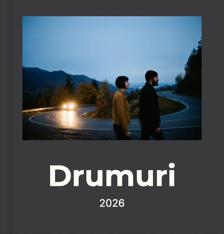 Coperta albumului demo „Drumuri” în tema Minimal negru