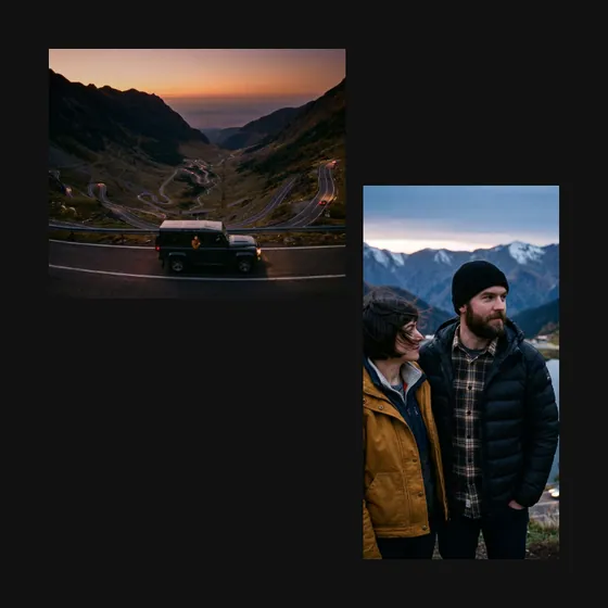 Pagină în tema Minimal negru cu 2 poze